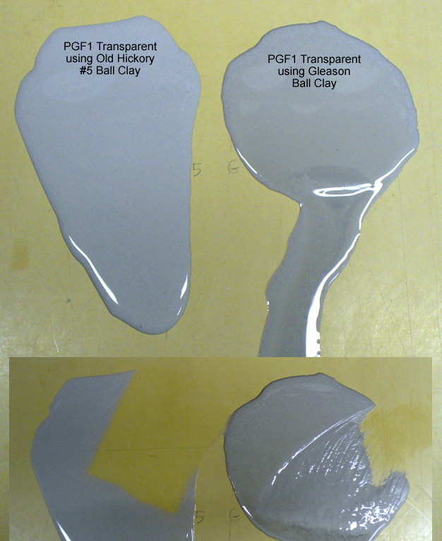 Running behavior of two glaze slurries