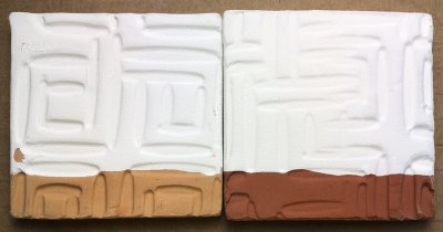 Engobed sample terra cotta tiles