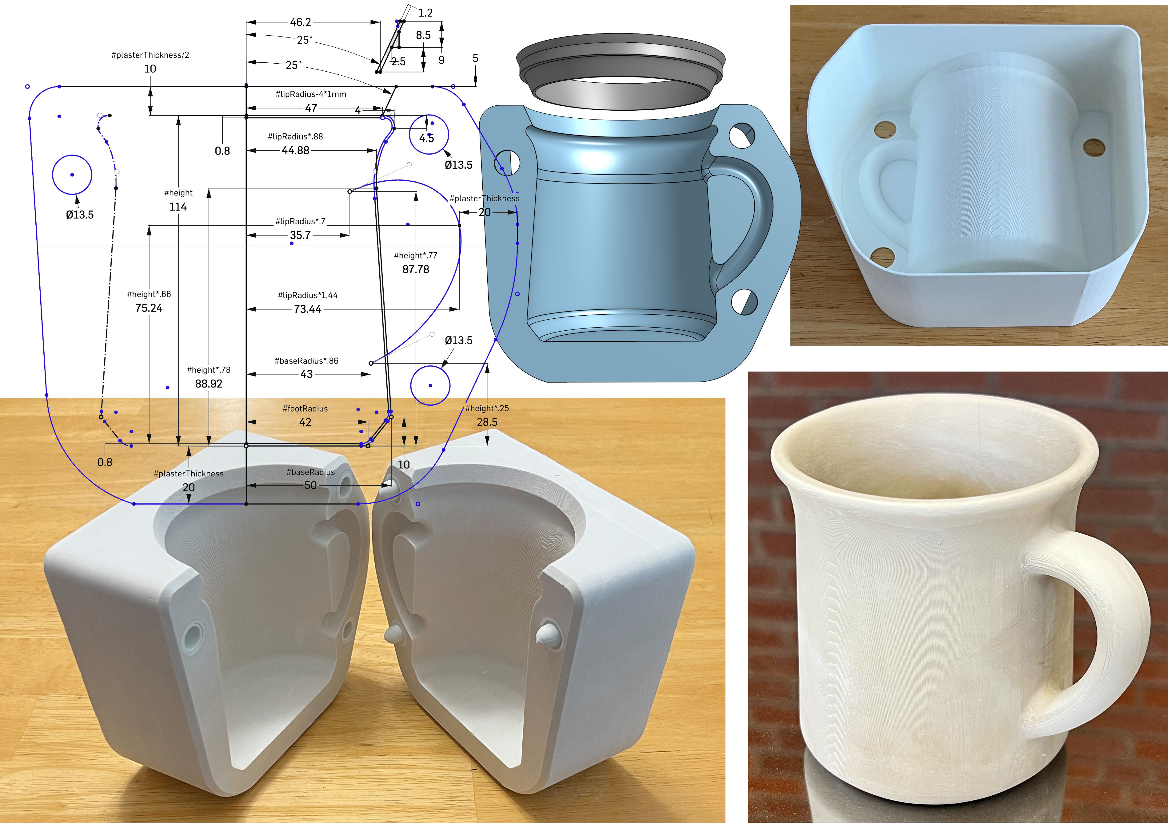 3D printed case mold for coffee mug