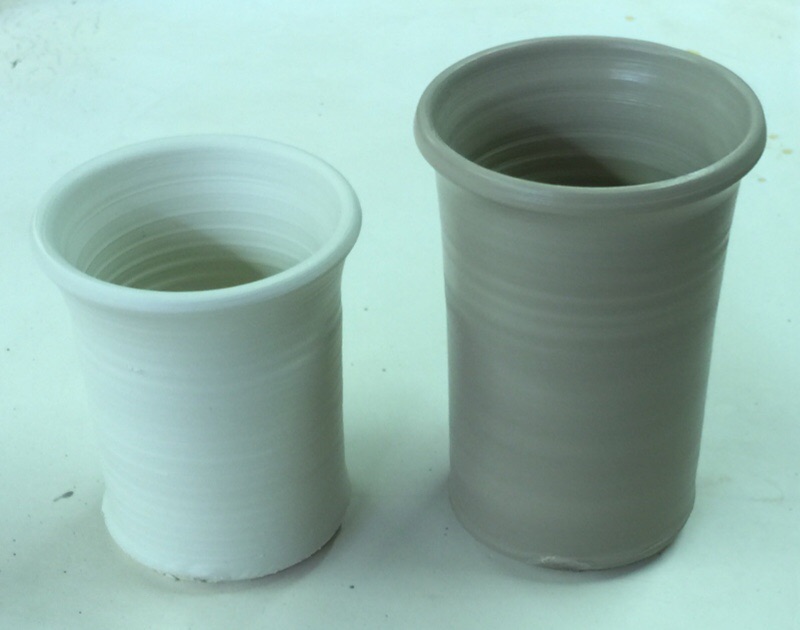 Mugs thrown from two pure kaolins
