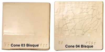 Two clear-glazed tiles, one crazed, the other not