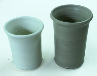 Mugs thrown from two pure kaolins