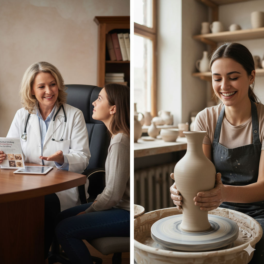 Two doctors prescribing pottery