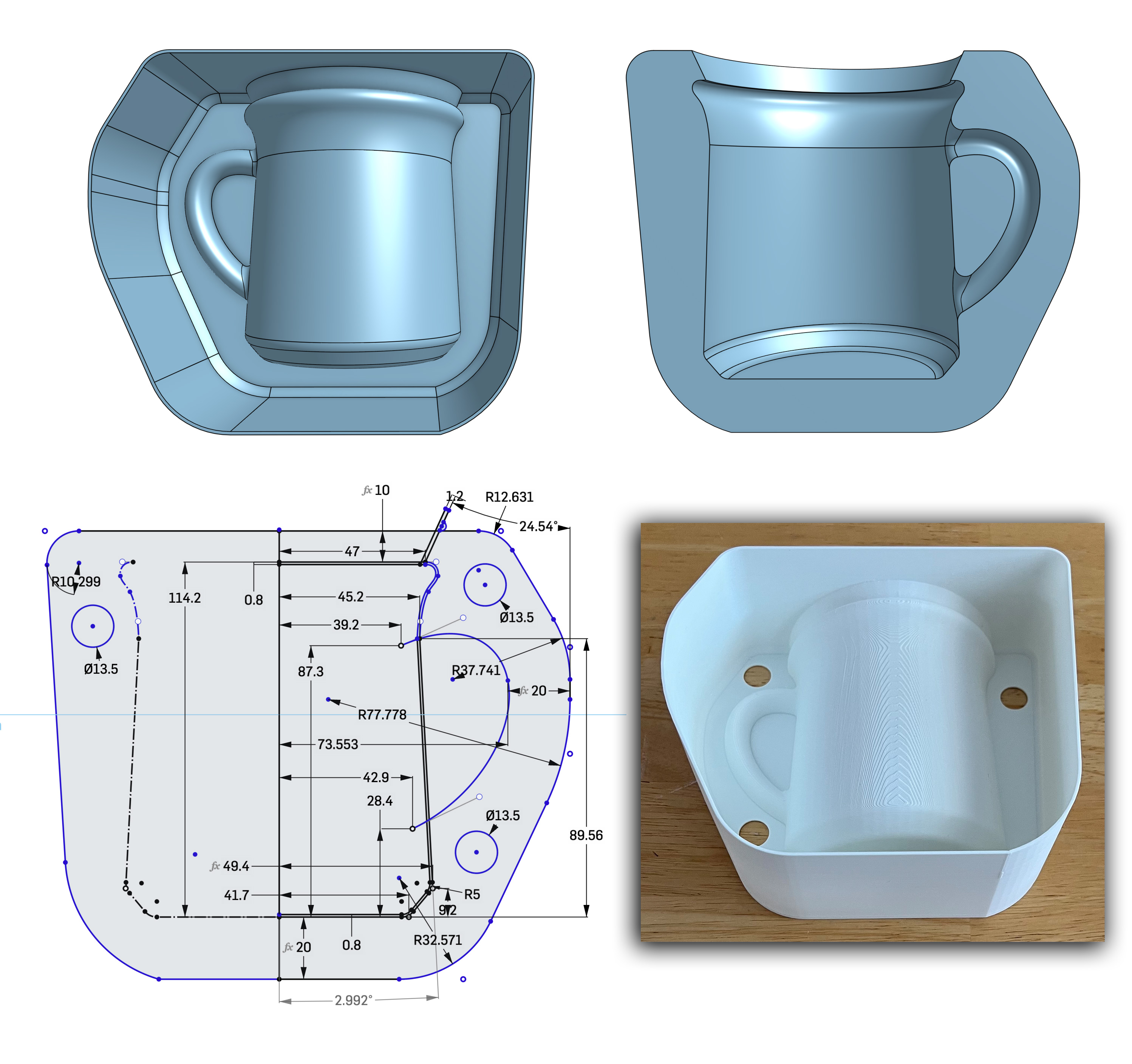 3D printed case mold for coffee mug