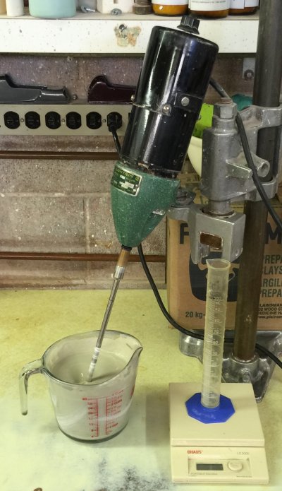 slip casting with pump  Slip casting with pump. This is the easy bit.  First I mix the clay into slip (liquid clay) by adding sodium dispex for  viscosity or pourability. Then