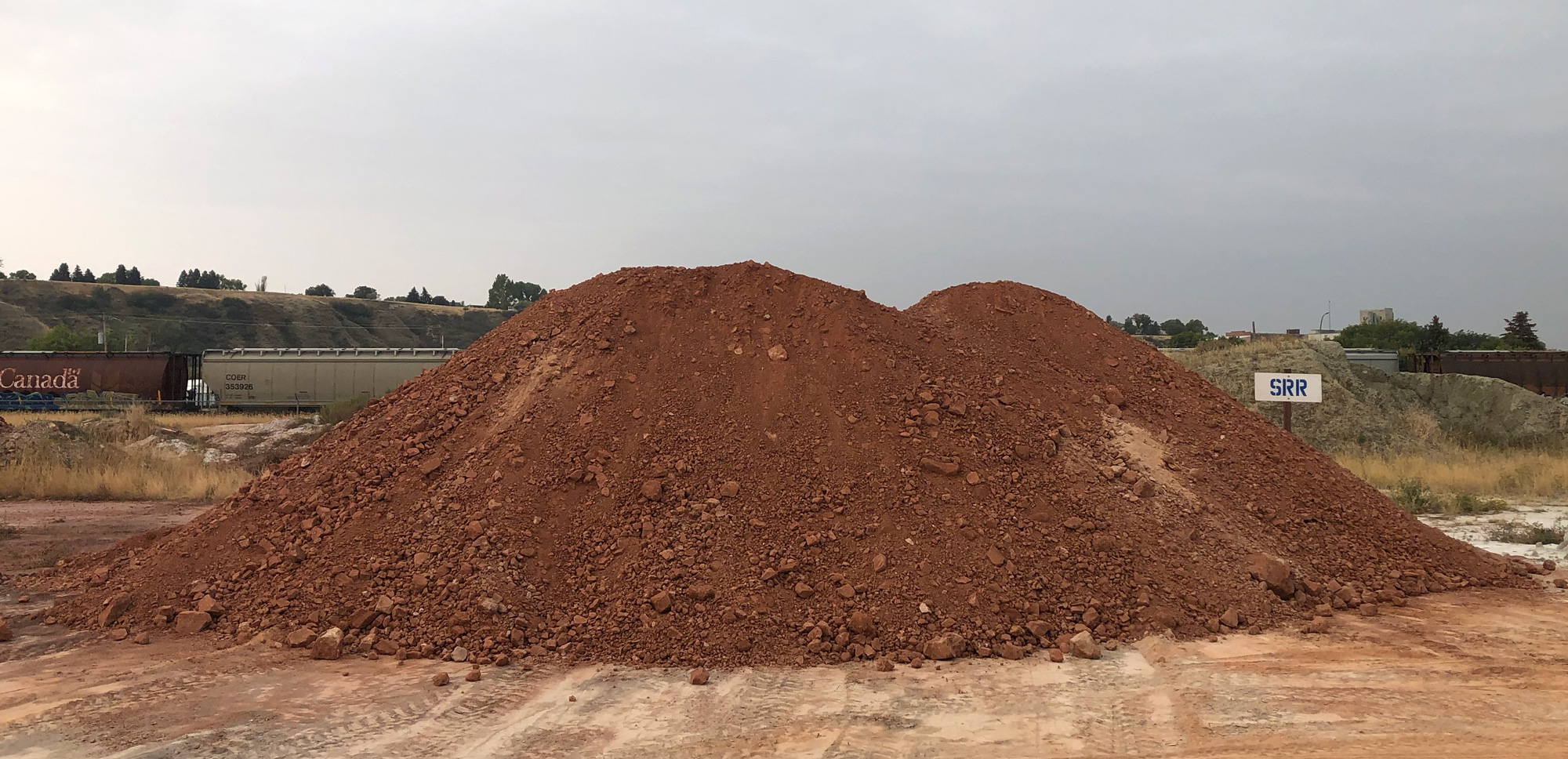 A pile of red clay in the lump form