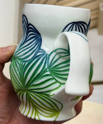 Blistered porcelain mug