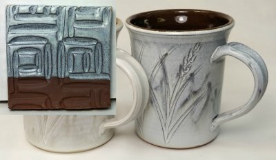 A titanium opacified glaze on a mug
