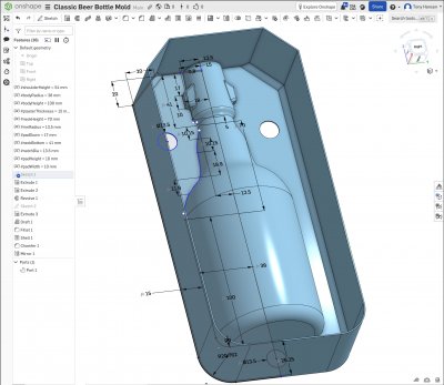 Beer bottle mold in OnShape