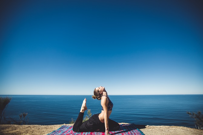 Yoga Pose Next To Ocean