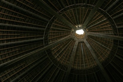 Inside the giant thatched roof