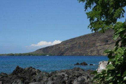 The monument visible across the bay