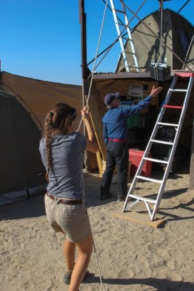 Hoisting the batteries for the solar setup