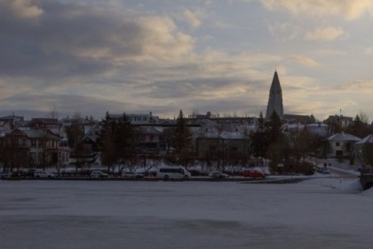 Backlit Hallgrmskirkja, dominating the skyline