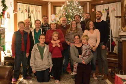 The whole gang, one with a fun hat