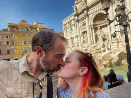 In front of Trevi Fountain