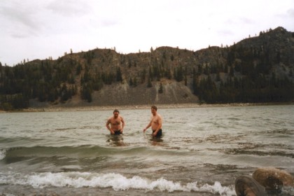 Darren and Tim enjoy a brisk swim