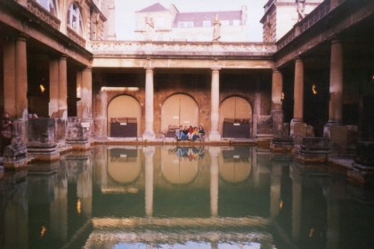 Mark, Spike, Ryan, Chryssi, and Barlo at the Roman Baths in Bath