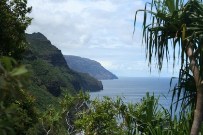 Peeking down the Na Pali coast