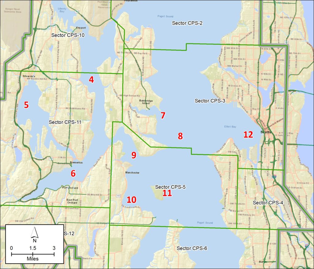 Map of central section of planning area with numbers corresponding to list above
