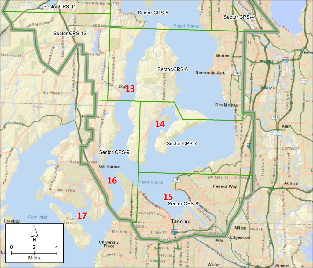 Map of southern portion of GRP with numbers corresponding to list above