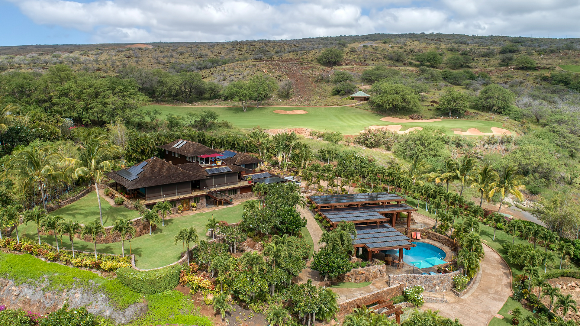 aerial view of Lanai Oceanview Estate at Manele Bay