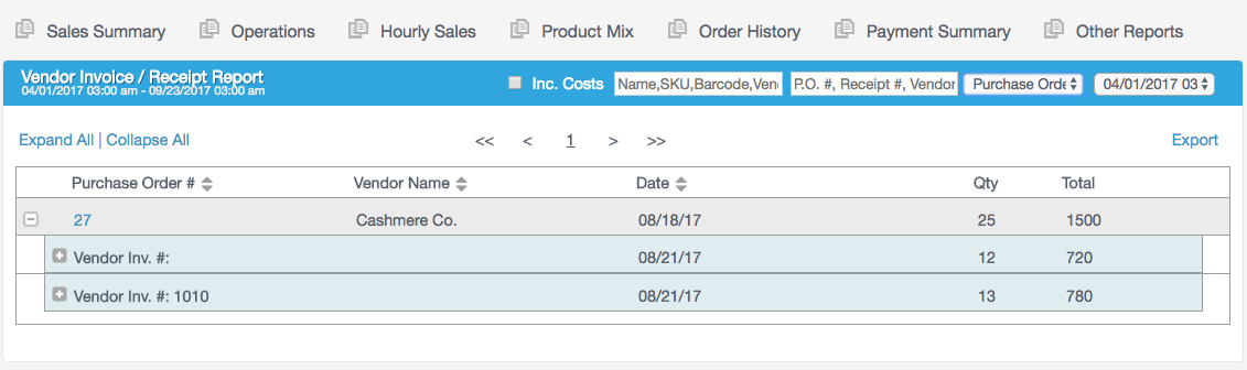invoice report