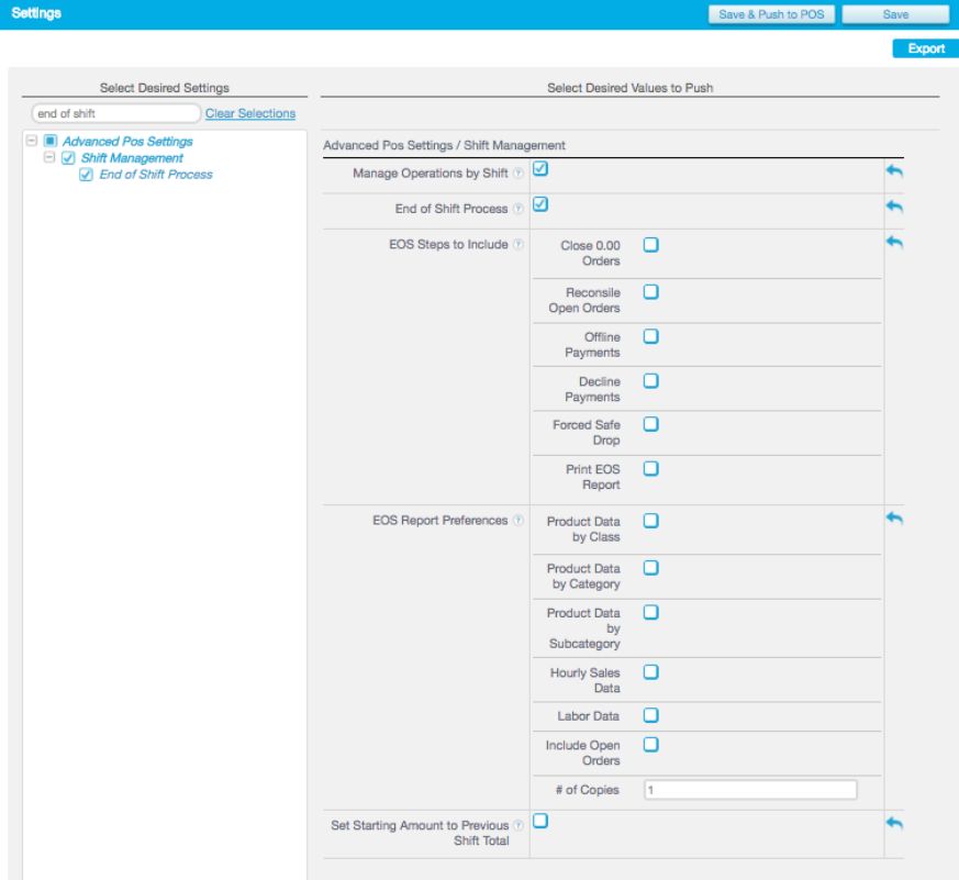 End of Shift Process