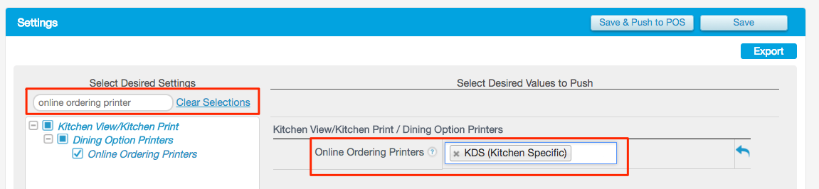 On The Right Side Locate Online Ordering Printers Field Click Box And Choose Correct Or Displays You Want Your Orders To Send