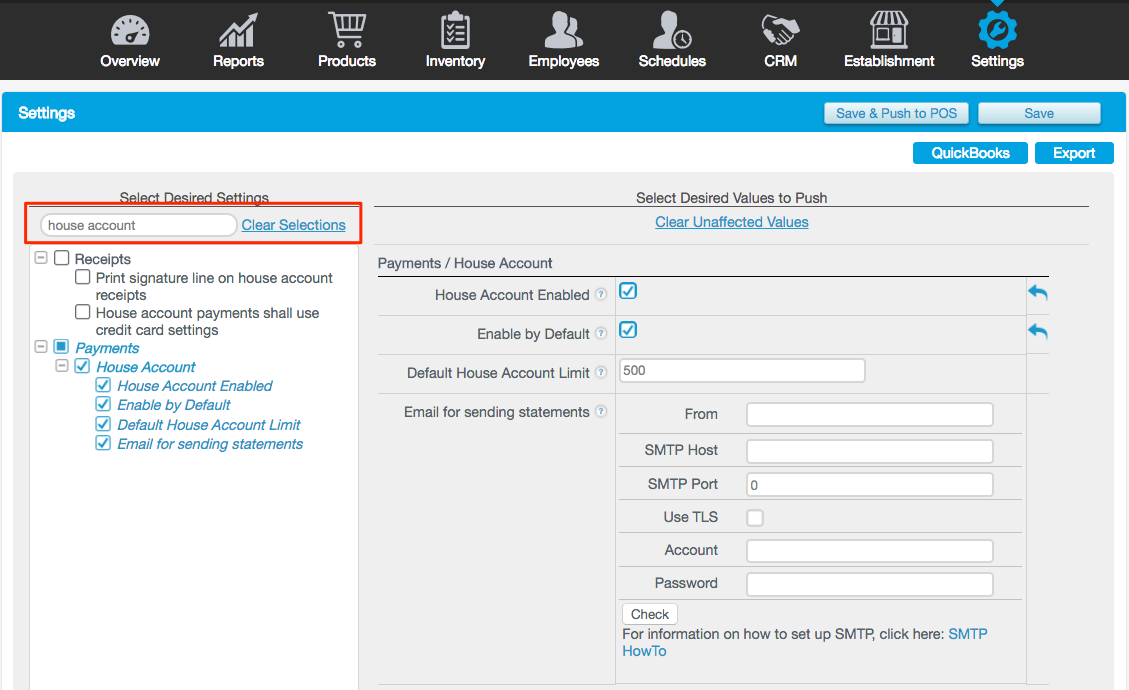 Setting Up House Accounts