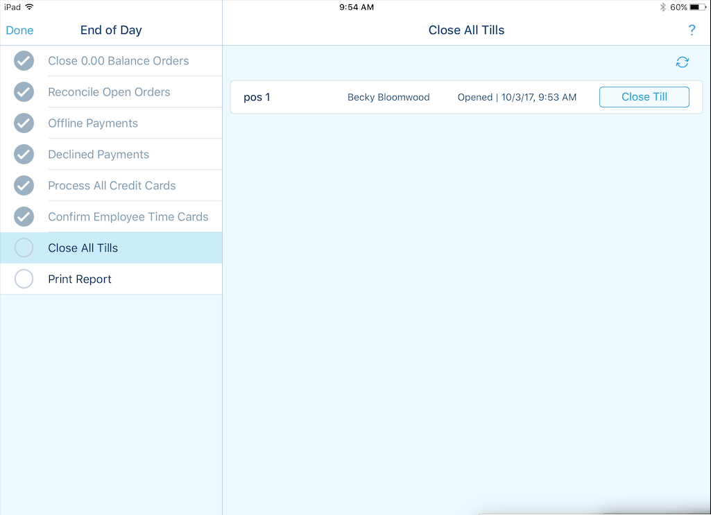 end of day process revel systems help site how to balance a till
