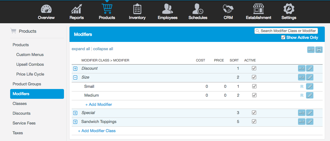 modifiers advanced features revel systems help site size modifiers