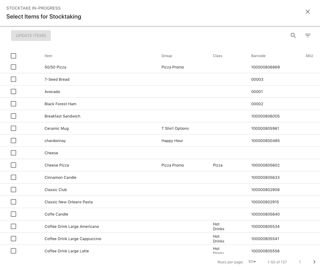 Stocktake Individual Point of Sale