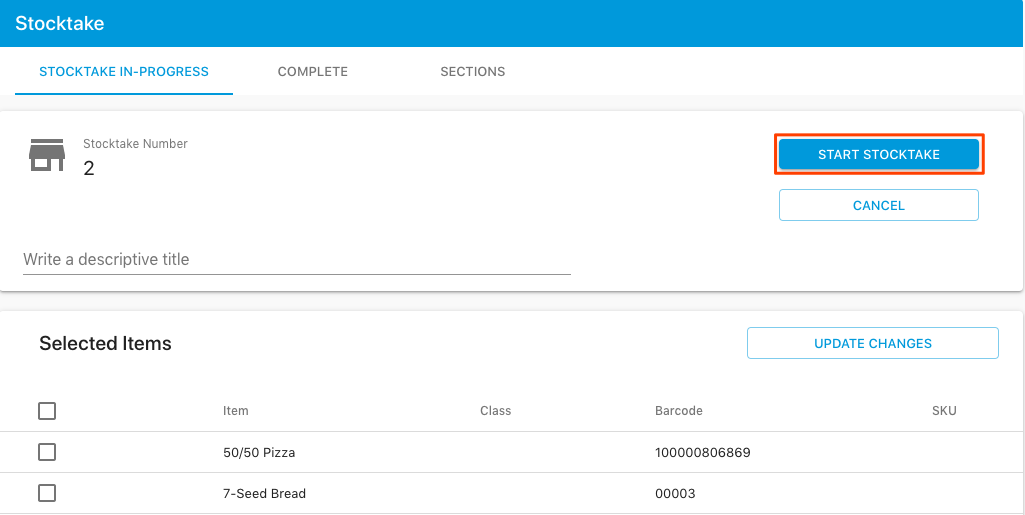 Stocktake Individual Point of Sale