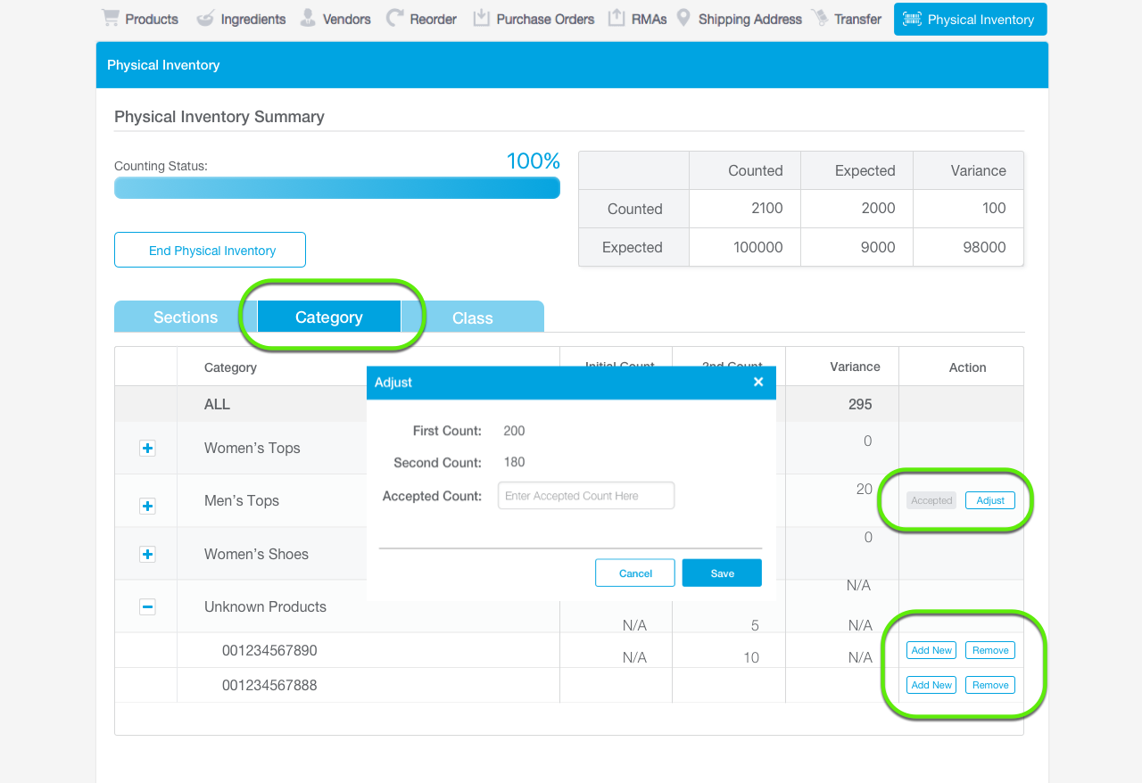 physical inventory revel systems help site