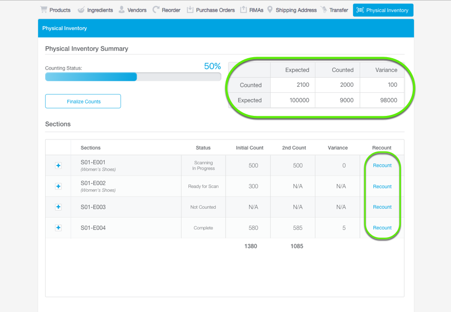 physical inventory revel systems help site