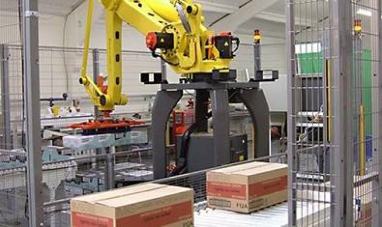 A robotic palletizing system.