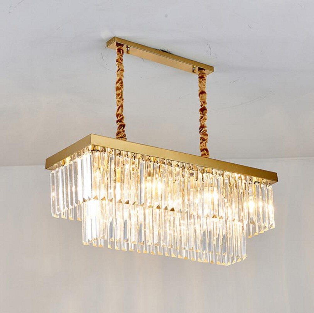 Etelux Square Crystal Chandelier, Modern Pendant Light, E14 K9 Crystal Ceiling Light for Living ...