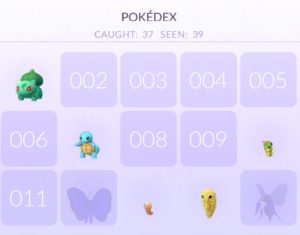 Pokemon Go Pokedex screen capture.