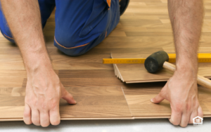 Vinyl plank flooring installation.