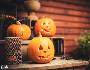 Jack O’ Lantern on Porch Steps of a Norwalk Rental Property