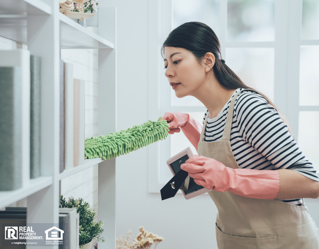 New Haven Woman Dusting a Shelf