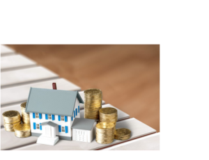Icon of a House Sitting Next to a Pile of Coins
