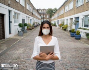 Hampton Property Manager Wearing a Mask to Protect Against COVID19