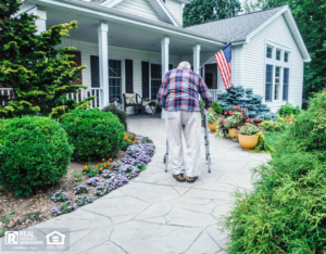 Elderly Lee's Summit Man Walking Up the Path to the Front Door