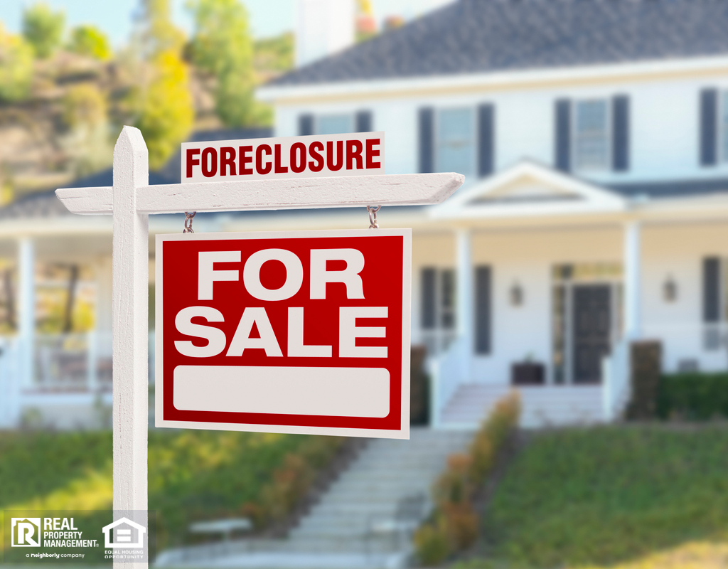 White Davie House with Foreclosure Sign in Yard