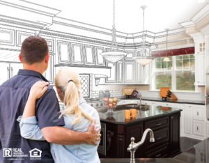 Couple Facing Custom Kitchen Drawing Gradating To Photo