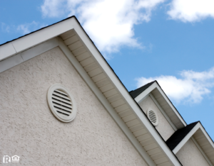 Stucco Roof Peaks Against a Blue Sky
