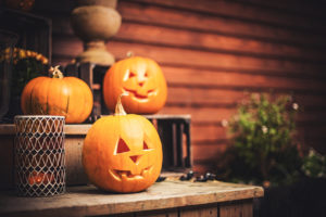 Jack O’ Lantern on Porch Steps of a Wilmington Rental Property