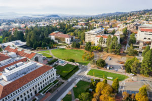Aerial View of College Campus and Surrounding Area